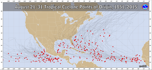  August 21-31 Tropical Cyclone Genesis Climatology